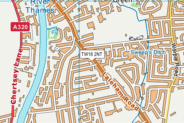 TW18 2NT map - OS VectorMap District (Ordnance Survey)