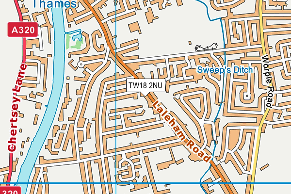 TW18 2NU map - OS VectorMap District (Ordnance Survey)
