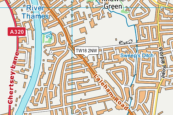 TW18 2NW map - OS VectorMap District (Ordnance Survey)