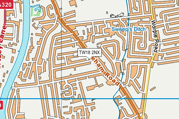 TW18 2NX map - OS VectorMap District (Ordnance Survey)