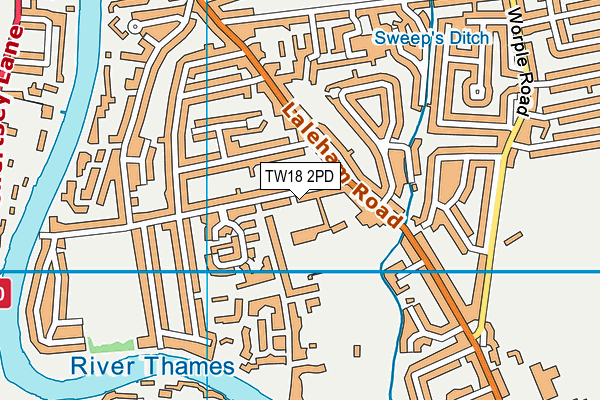 Wheatsheaf Park map (TW18 2PD) - OS VectorMap District (Ordnance Survey)