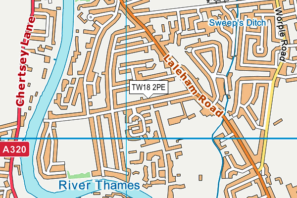 TW18 2PE map - OS VectorMap District (Ordnance Survey)