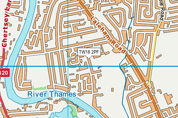 TW18 2PF map - OS VectorMap District (Ordnance Survey)