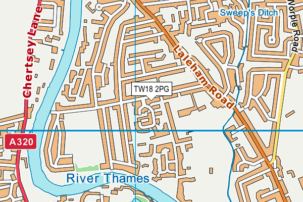 TW18 2PG map - OS VectorMap District (Ordnance Survey)