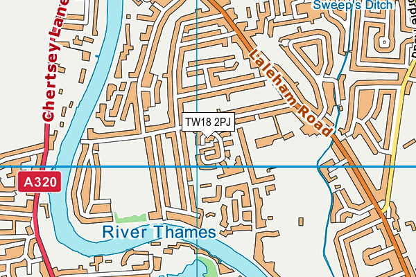 TW18 2PJ map - OS VectorMap District (Ordnance Survey)