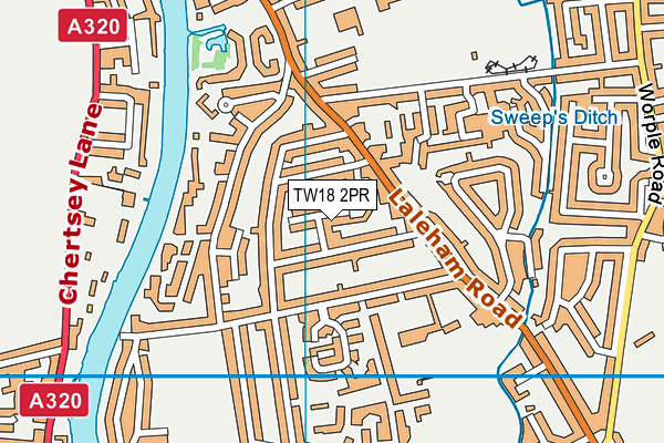 TW18 2PR map - OS VectorMap District (Ordnance Survey)