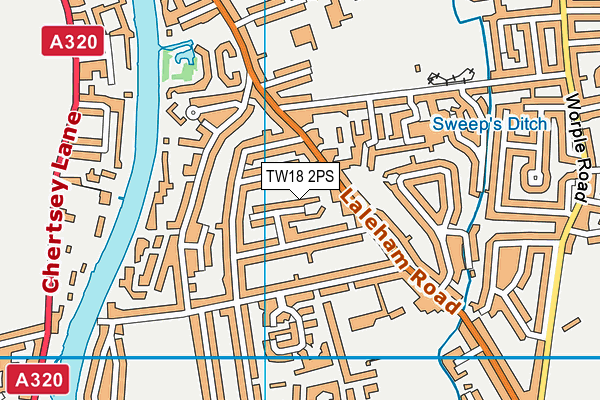 TW18 2PS map - OS VectorMap District (Ordnance Survey)