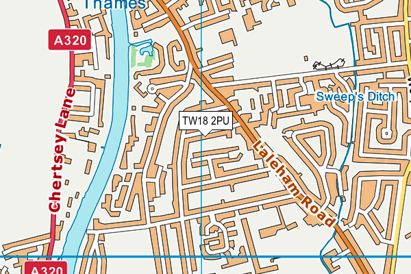 TW18 2PU map - OS VectorMap District (Ordnance Survey)