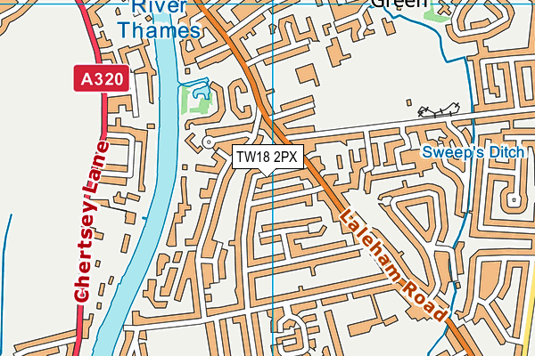 TW18 2PX map - OS VectorMap District (Ordnance Survey)