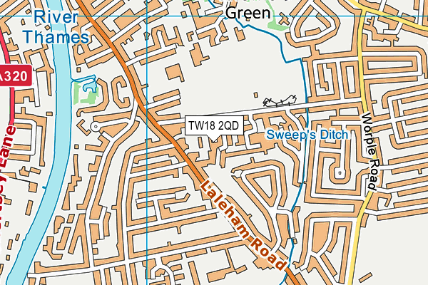 TW18 2QD map - OS VectorMap District (Ordnance Survey)