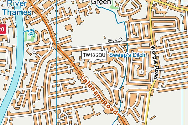 TW18 2QU map - OS VectorMap District (Ordnance Survey)