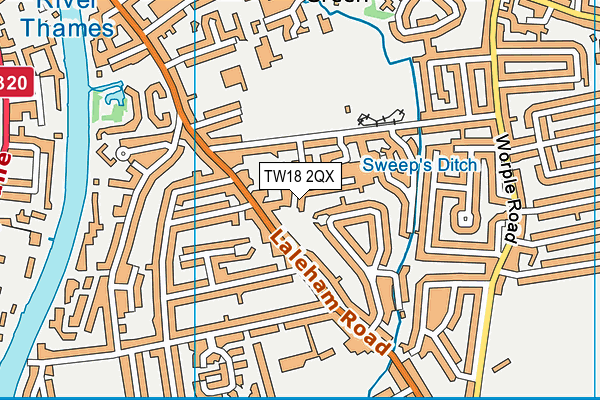 TW18 2QX map - OS VectorMap District (Ordnance Survey)