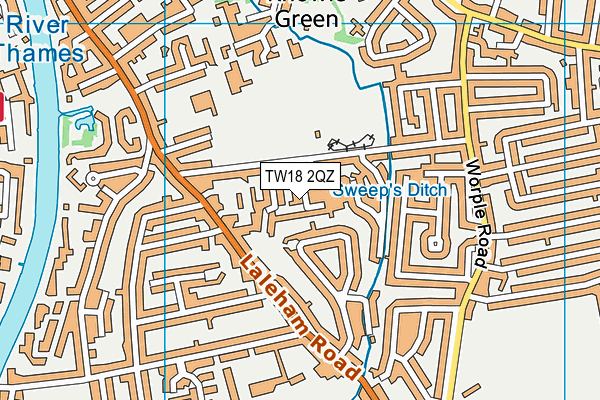 TW18 2QZ map - OS VectorMap District (Ordnance Survey)