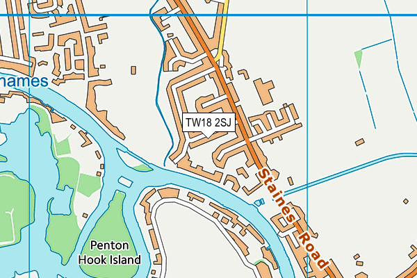 TW18 2SJ map - OS VectorMap District (Ordnance Survey)