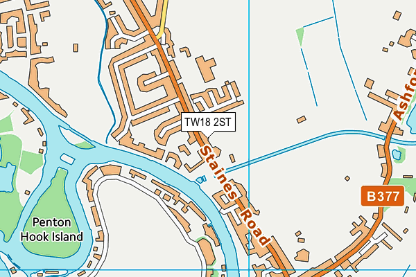 TW18 2ST map - OS VectorMap District (Ordnance Survey)
