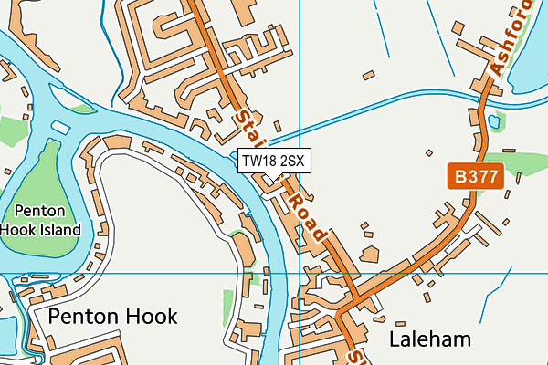 TW18 2SX map - OS VectorMap District (Ordnance Survey)