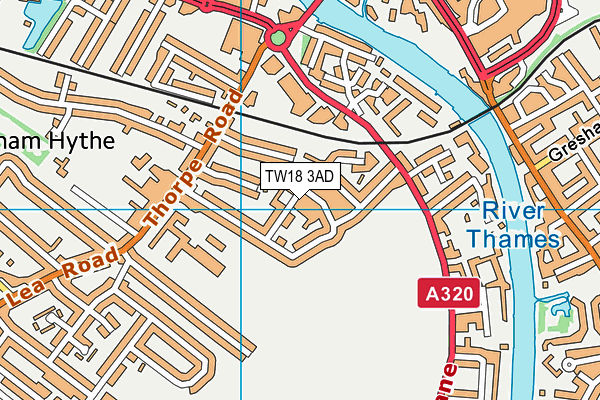 TW18 3AD map - OS VectorMap District (Ordnance Survey)