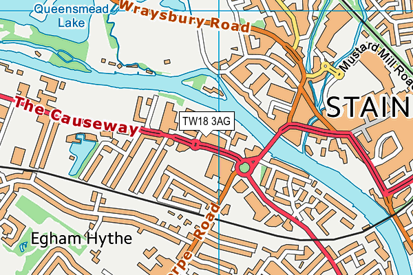 TW18 3AG map - OS VectorMap District (Ordnance Survey)