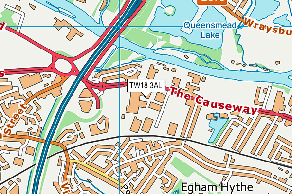 TW18 3AL map - OS VectorMap District (Ordnance Survey)