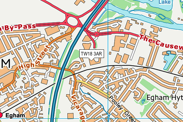 TW18 3AR map - OS VectorMap District (Ordnance Survey)