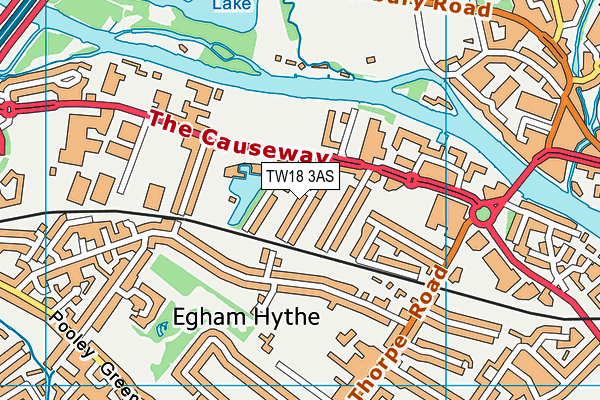 TW18 3AS map - OS VectorMap District (Ordnance Survey)