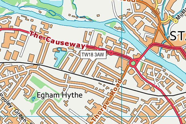 TW18 3AW map - OS VectorMap District (Ordnance Survey)