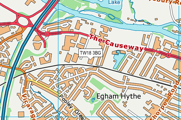 TW18 3BG map - OS VectorMap District (Ordnance Survey)