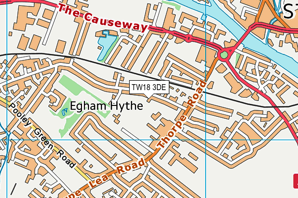 Hythe Social Centre Recreation Ground map (TW18 3DE) - OS VectorMap District (Ordnance Survey)