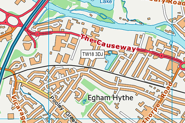 TW18 3DJ map - OS VectorMap District (Ordnance Survey)