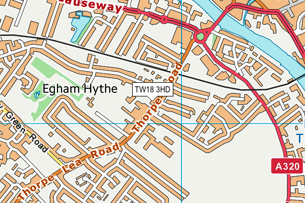Hythe Primary School map (TW18 3HD) - OS VectorMap District (Ordnance Survey)