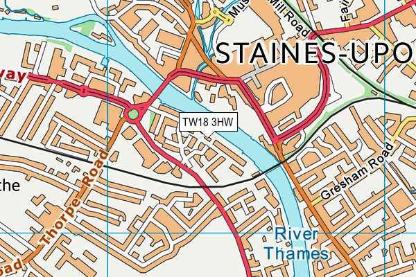 TW18 3HW map - OS VectorMap District (Ordnance Survey)