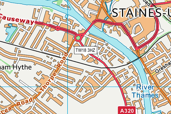 TW18 3HZ map - OS VectorMap District (Ordnance Survey)