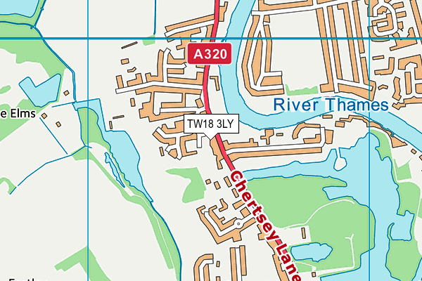 TW18 3LY map - OS VectorMap District (Ordnance Survey)