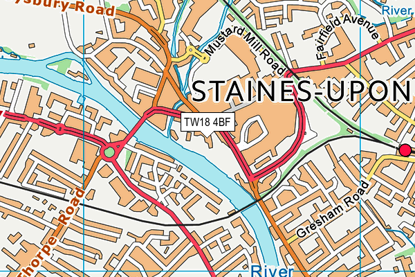 TW18 4BF map - OS VectorMap District (Ordnance Survey)