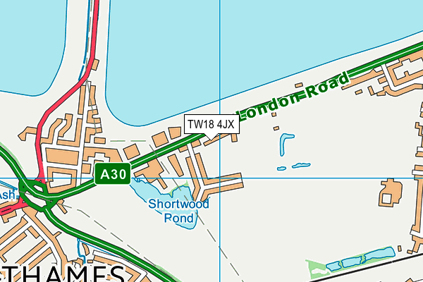 TW18 4JX map - OS VectorMap District (Ordnance Survey)