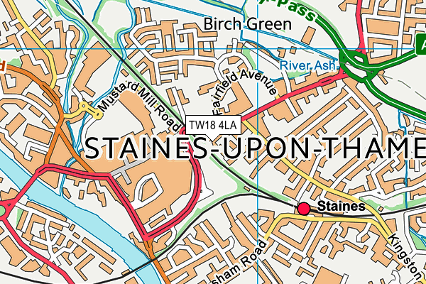 TW18 4LA map - OS VectorMap District (Ordnance Survey)