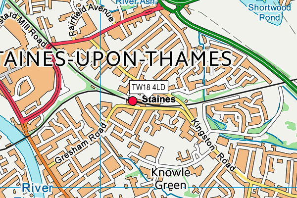 TW18 4LD map - OS VectorMap District (Ordnance Survey)