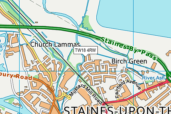 TW18 4RW map - OS VectorMap District (Ordnance Survey)