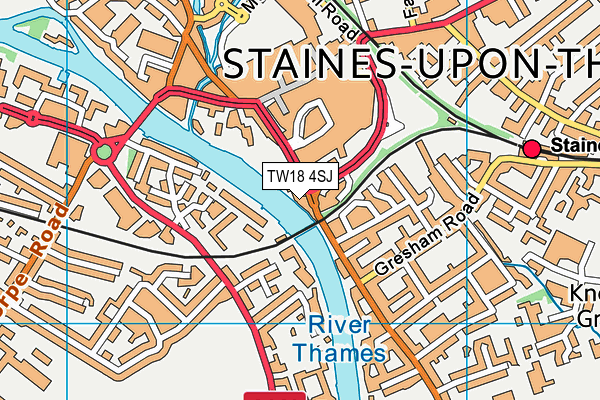 TW18 4SJ map - OS VectorMap District (Ordnance Survey)