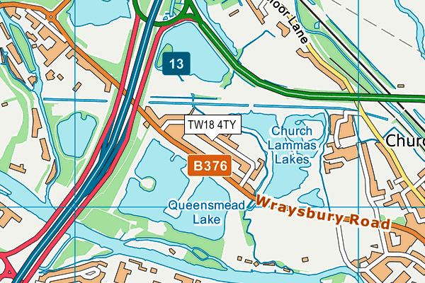 TW18 4TY map - OS VectorMap District (Ordnance Survey)