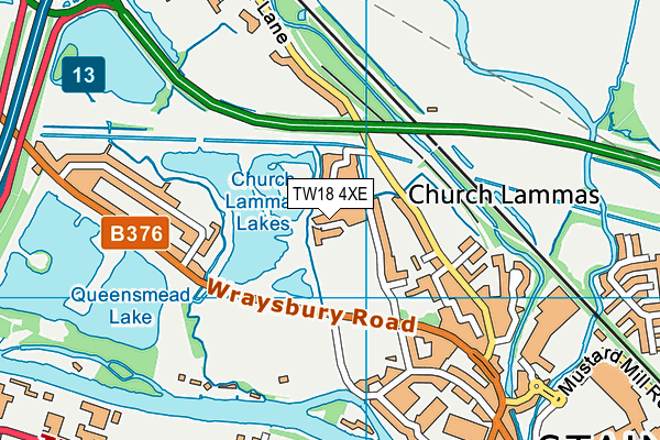 TW18 4XE map - OS VectorMap District (Ordnance Survey)