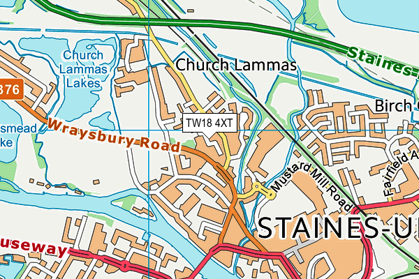 TW18 4XT map - OS VectorMap District (Ordnance Survey)
