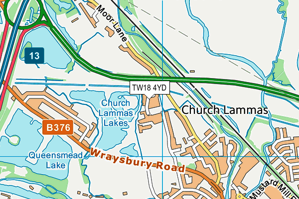 TW18 4YD map - OS VectorMap District (Ordnance Survey)