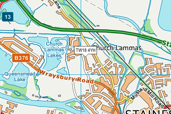 TW18 4YH map - OS VectorMap District (Ordnance Survey)