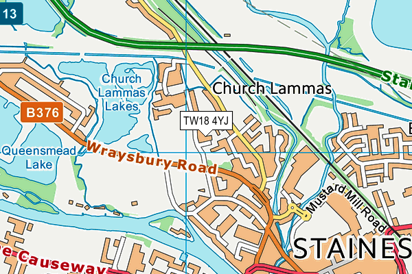 TW18 4YJ map - OS VectorMap District (Ordnance Survey)