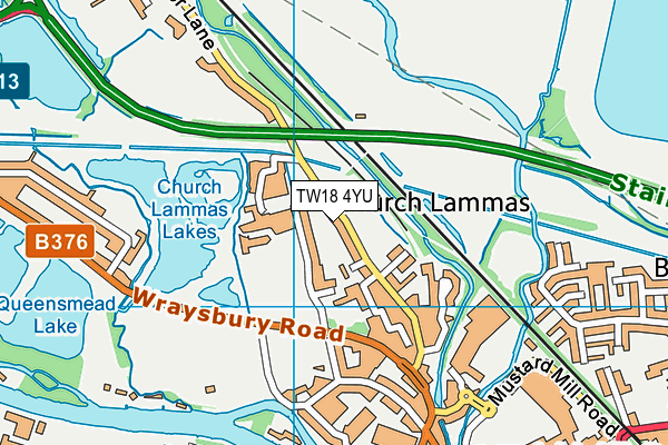 TW18 4YU map - OS VectorMap District (Ordnance Survey)