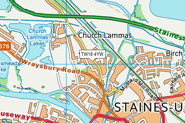 TW18 4YW map - OS VectorMap District (Ordnance Survey)