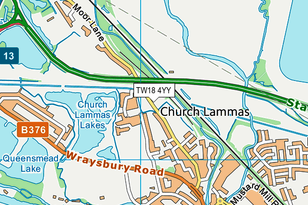TW18 4YY map - OS VectorMap District (Ordnance Survey)