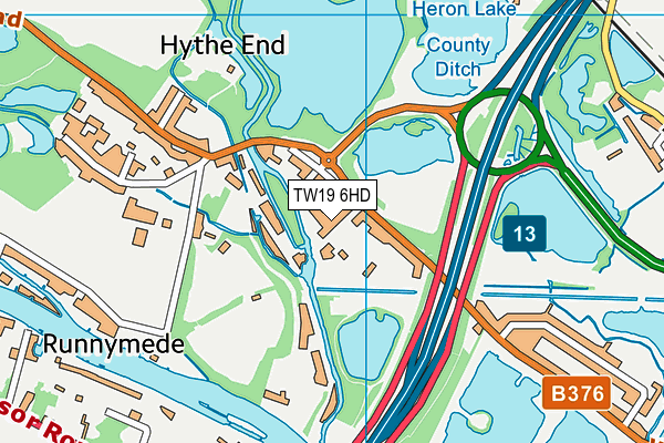 TW19 6HD map - OS VectorMap District (Ordnance Survey)