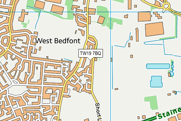 Ashford Sports Club (Short Lane Centre) map (TW19 7BQ) - OS VectorMap District (Ordnance Survey)